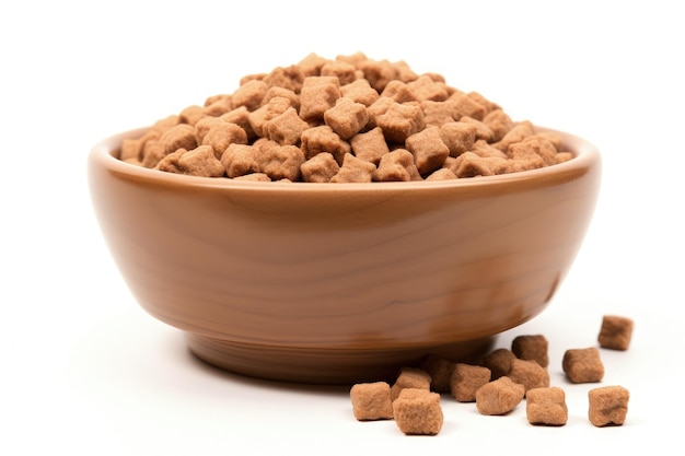 Kibble in bowl white background