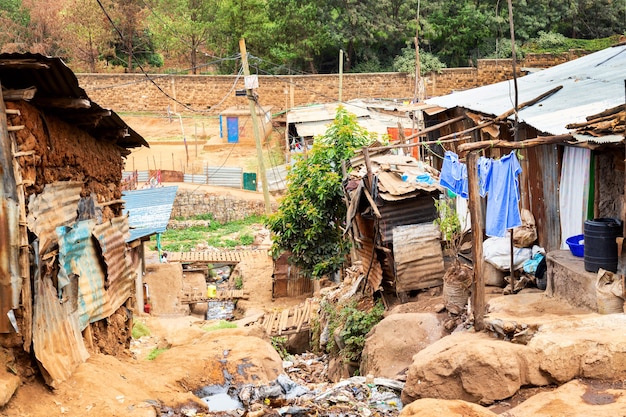 Kibera sloppenwijk in nairobi, kenia