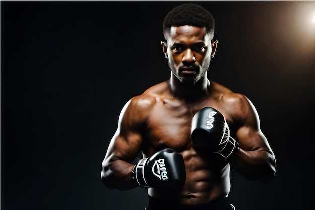 Kick Boxing Player close up image with dark theme