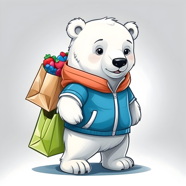 Kid color pencil polar bear Childrens artwork with color pencils Cute polar bear drawings by kids