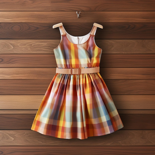 Kid dress in wooden background mockup