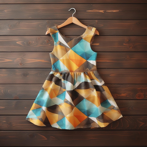 Kid dress in wooden background mockup