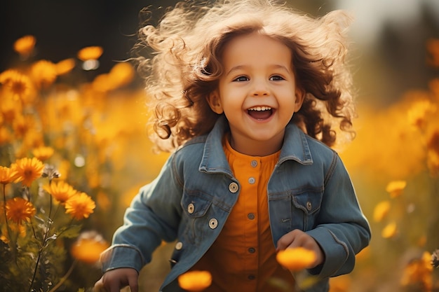 Kid Enjoying Outdoor Activities in a Spring Park Generative AI