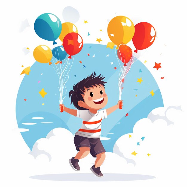 Kid Flying with Balloons stock