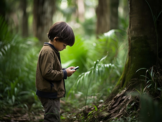 ребенок из Колумбии использует смартфон для игр
