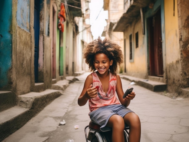 Foto bambino dalla colombia che utilizza lo smartphone per giocare