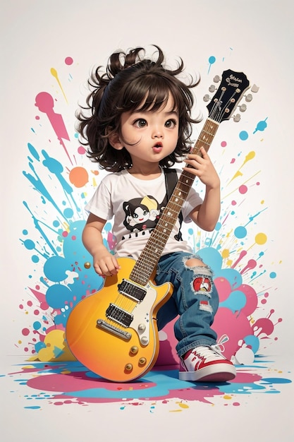 Kid gitaar illustratie