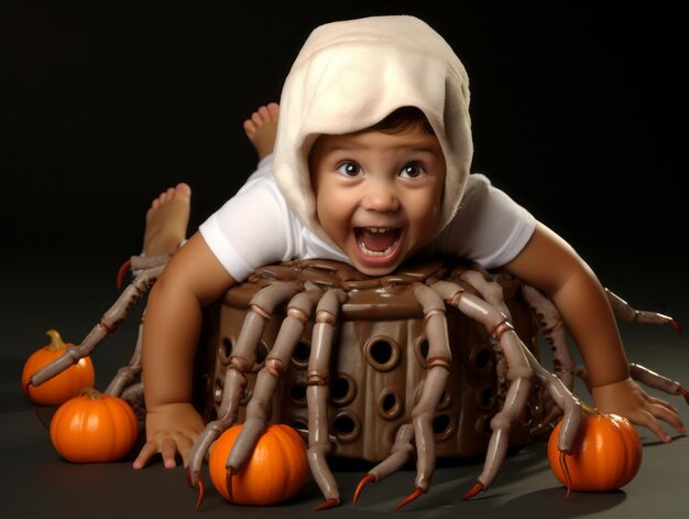 Foto ragazzo in costume di halloween con una posa giocosa