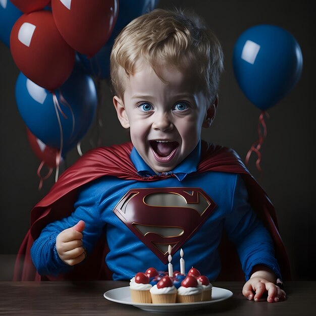 Kid happy celebrating birthday created with generative ai