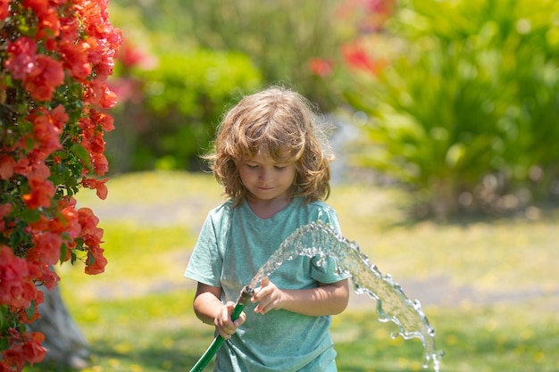 Kid have fun funny boy happy smiling on natural landscape little child have fun on fresh air being f