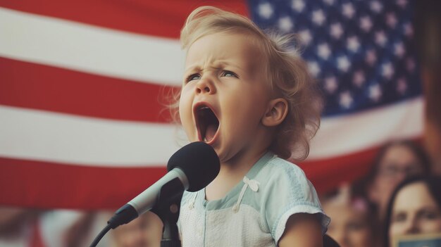 Kid politician in USA Child speaking in front of an audience