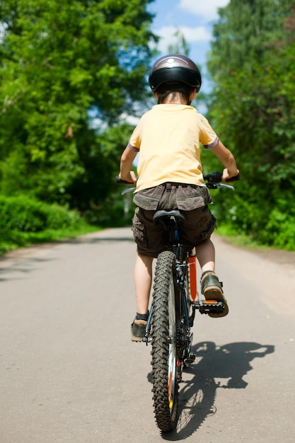 Kid riding bicycle