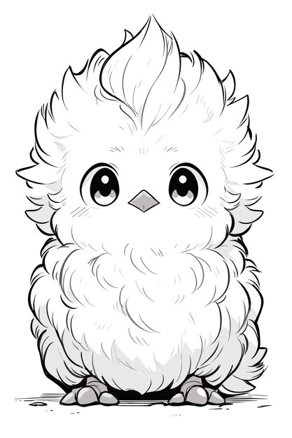 Kid's Coloring Page with Cute Silkie Chicken in Clean Line Art