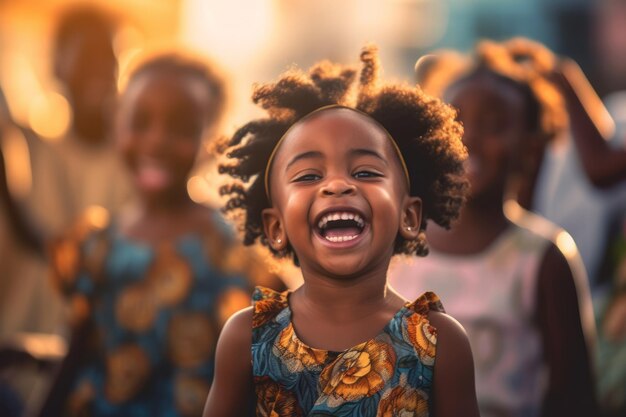 Kid smiles for the camera in a park