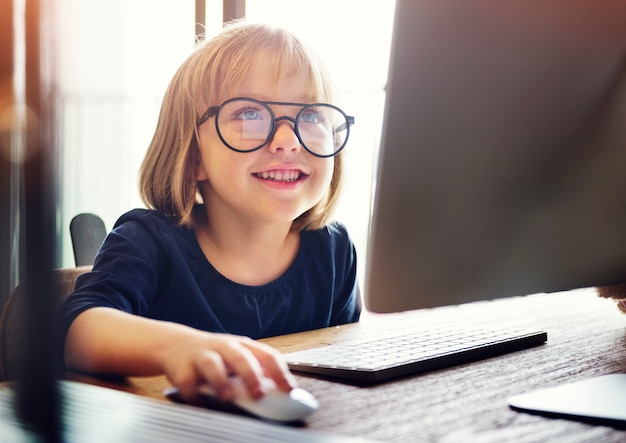 Kid Surfing Computer Internet Lifestyle Concept