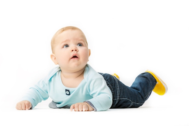 Kid on a white background