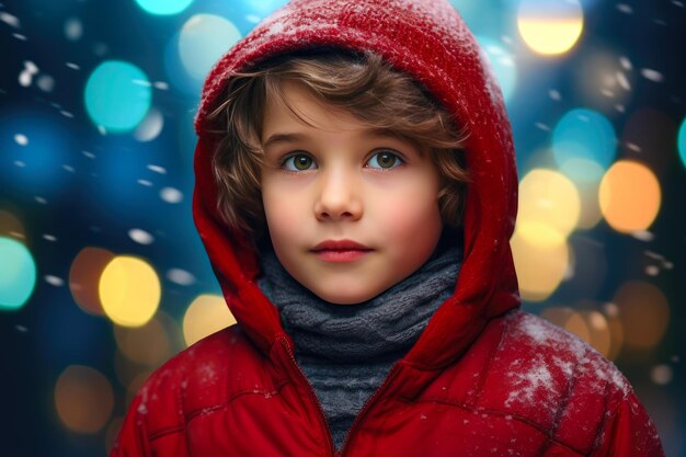 Kid in Winter Wear Expressing Surprise