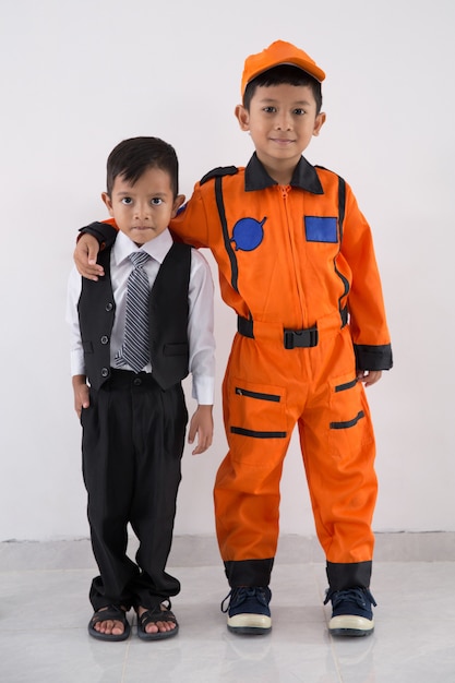 Kid with business and technician profession