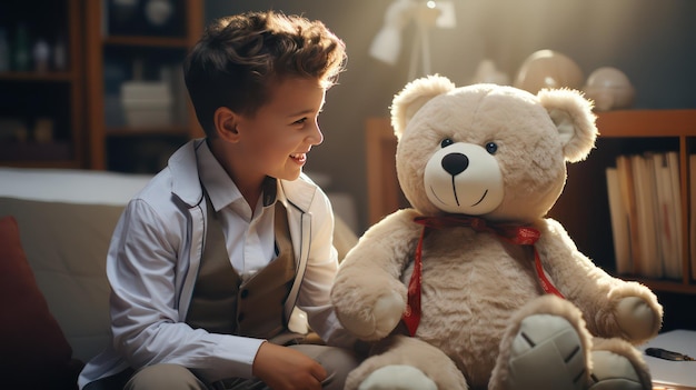 kid with a teddy bear