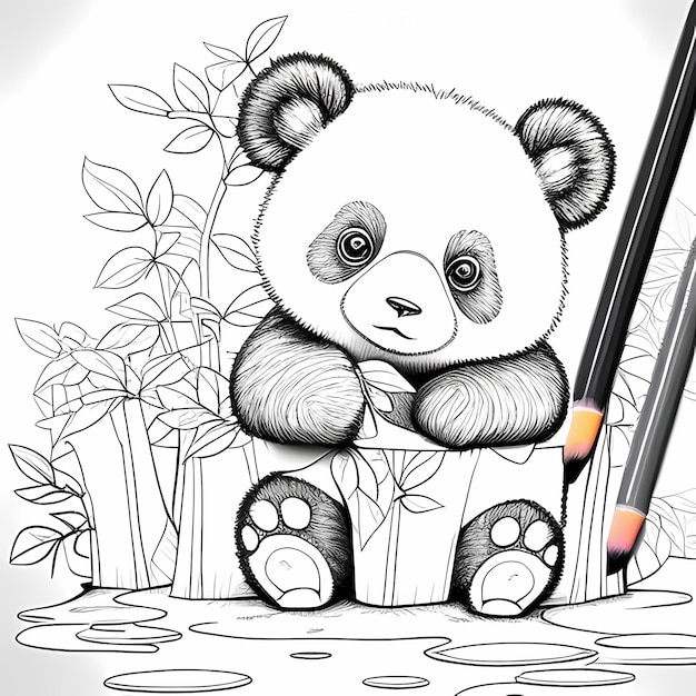 KidFriendly Cartoon Panda Coloring Fun Thick Black Lines Lots of Creativity