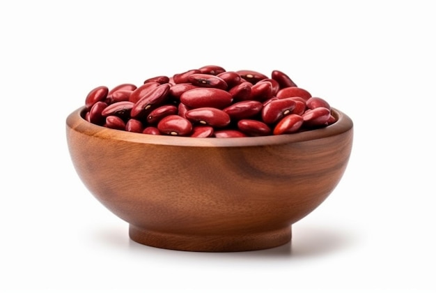 Kidney beans in een houten schaal geïsoleerd op een witte achtergrond generatif ai