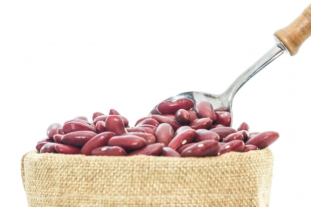 Kidney  beans in wood cup isolated