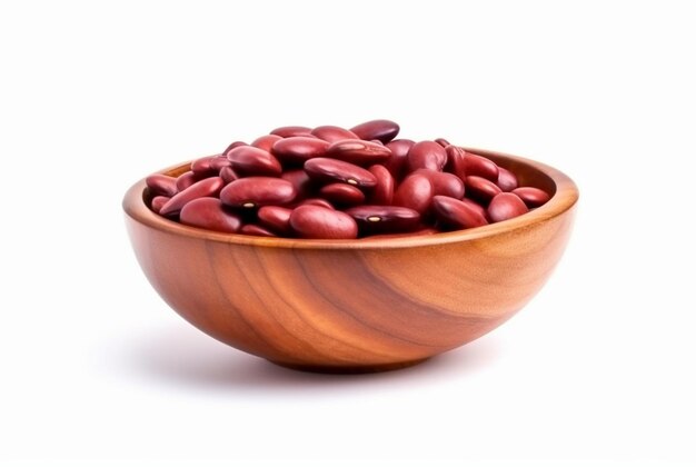 kidney beans in wooden bowl isolated on white background generatif ai