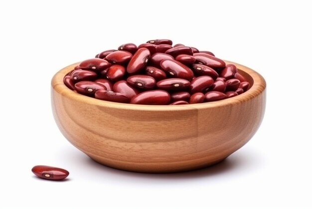 kidney beans in wooden bowl isolated on white background generatif ai