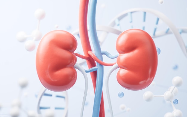 Kidney and biological concept background 3d rendering 3D illustration