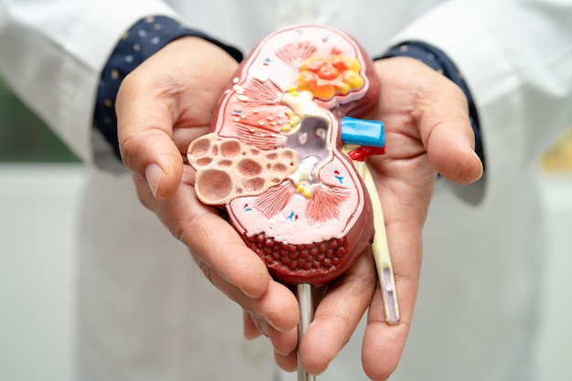 Kidney disease Chronic kidney disease ckd Doctor hold model to study and treat in hospital