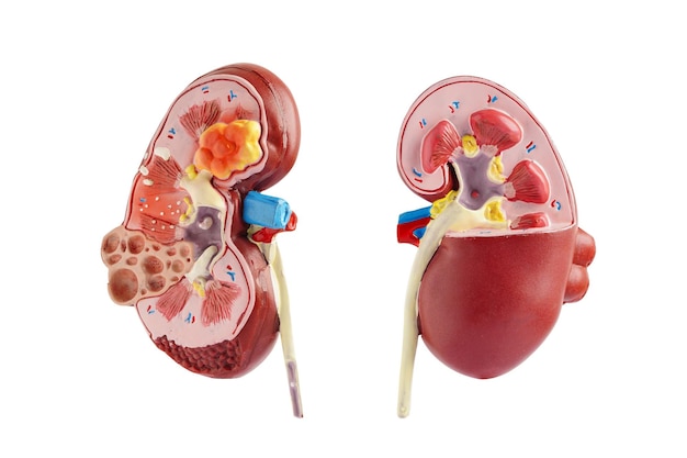 Kidney model isolated on white background with clipping path Chronic kidney disease treatment