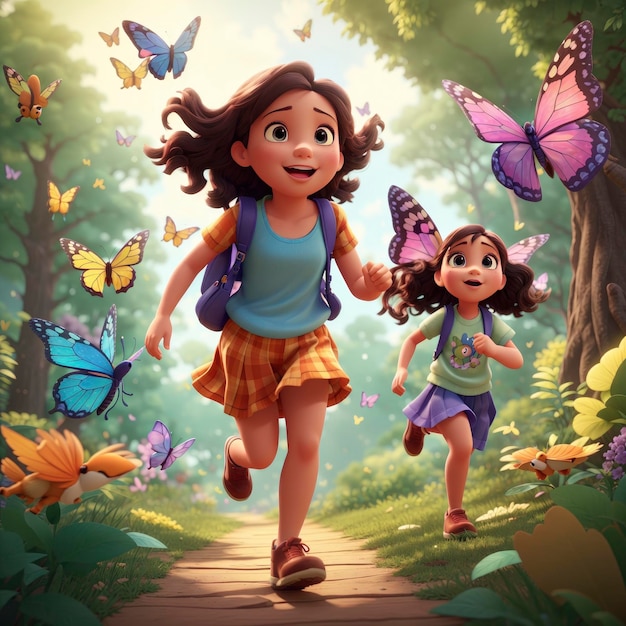 Kids' Adventure with Playful Butterflies