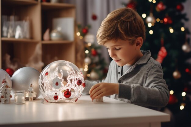 Kids are crafting handmade christmas decorations to adorn the house