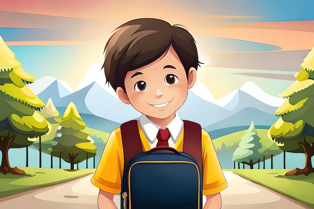 Photo kids back to school illustration ai generated