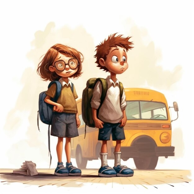дети возвращаются в школу с рюкзаками и книгами