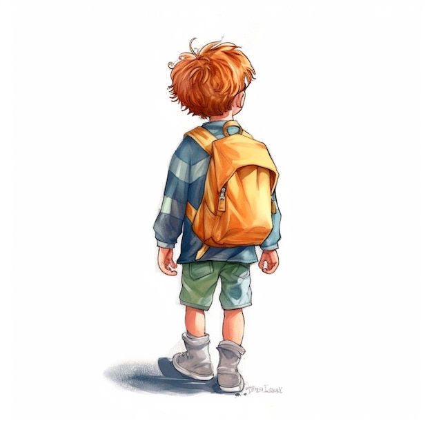 kids back to school with backpacks and books