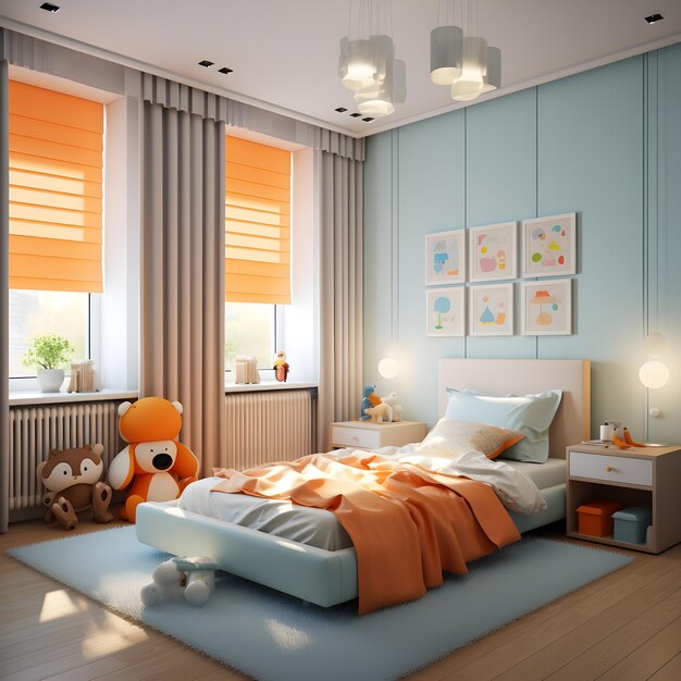 Kids bedroom modern style interior design