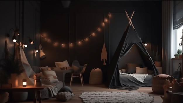 Kids' bedrooms in dark colors