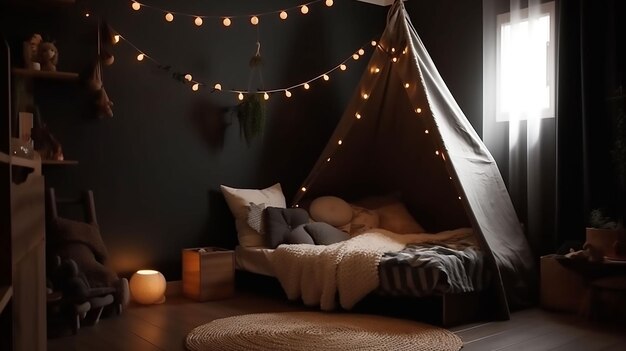 Kids' bedrooms in dark colors