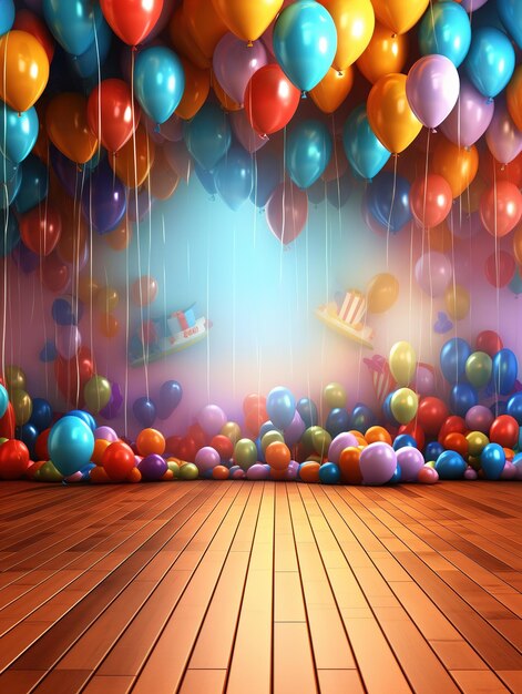 Foto sfondio di compleanno per bambini con palloncini generative ai