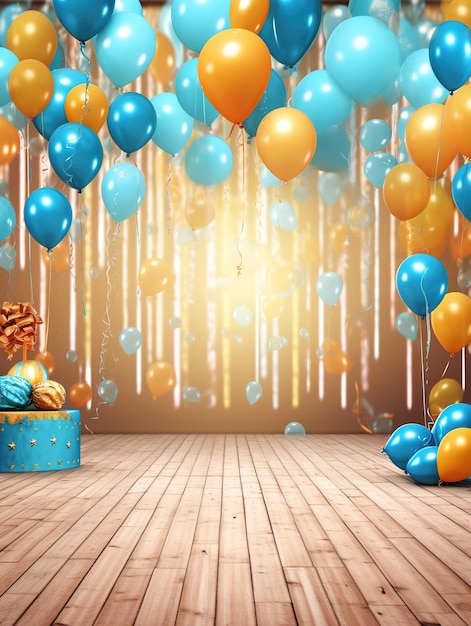 Foto sfondio di compleanno per bambini con palloncini generative ai