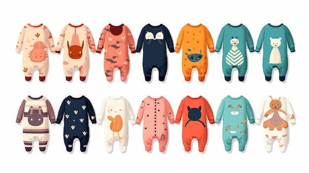 Kids Bodysuits in different colors and design AI generated