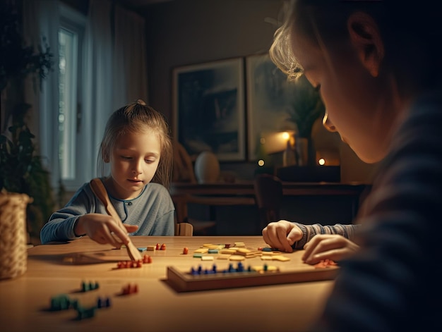 Foto incollaggio dei bambini e attività divertenti a casa