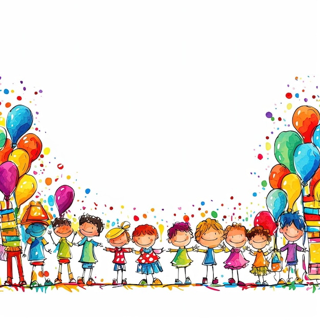 Kids cartoon birthday background Illustration AI GenerativexA