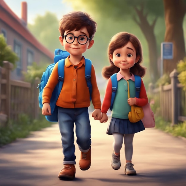 Kids cartoon characters pixar style illustrations by ai generative