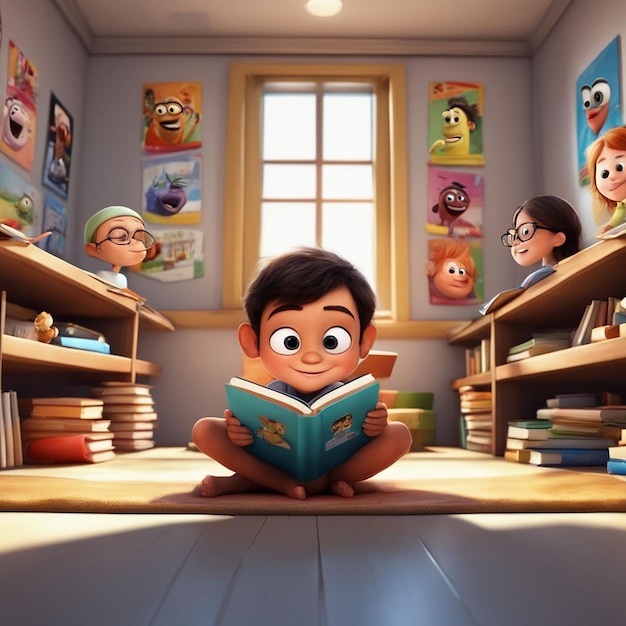 Kids cartoon characters pixar style illustrations by ai generative