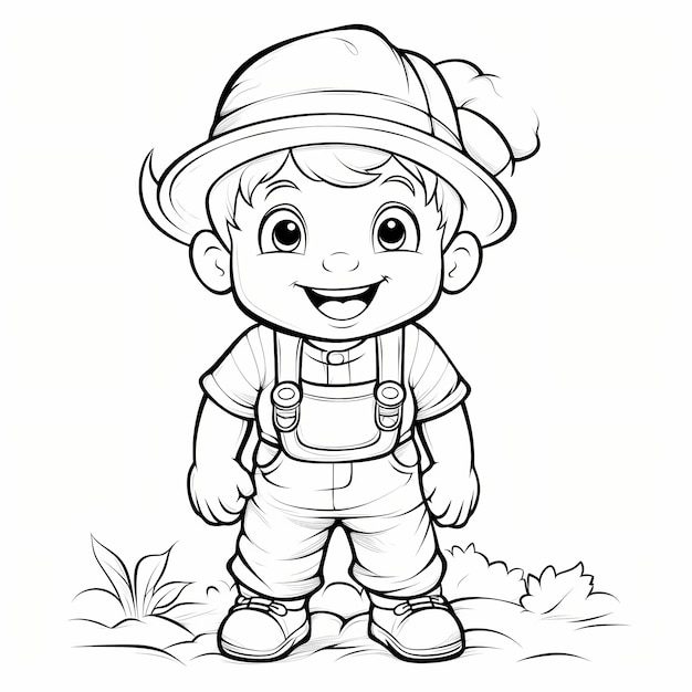 Kids cartoon coloring book cowboy outline