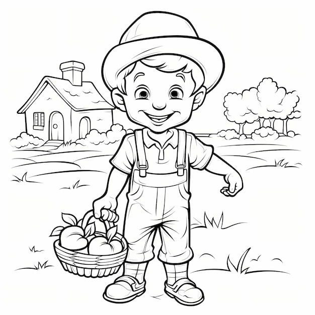 Kids cartoon coloring book cowboy outline