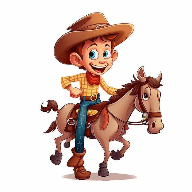 Kids cartoon coloring book cowboy outline