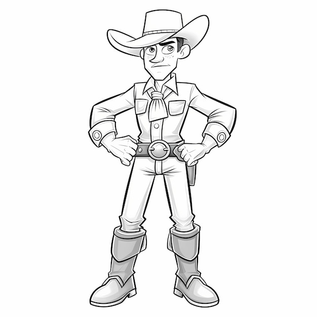 Kids cartoon coloring book cowboy outline